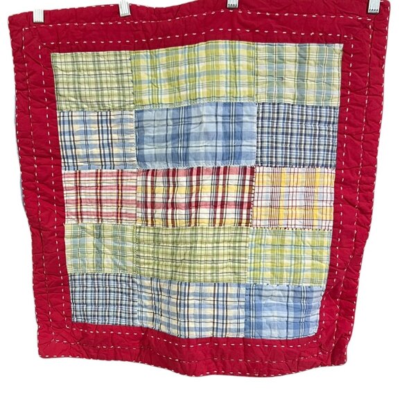 Pottery Barn‎ Kids Madras Plaid Patchwork Quilt Euro Sham - Picture 2 of 7